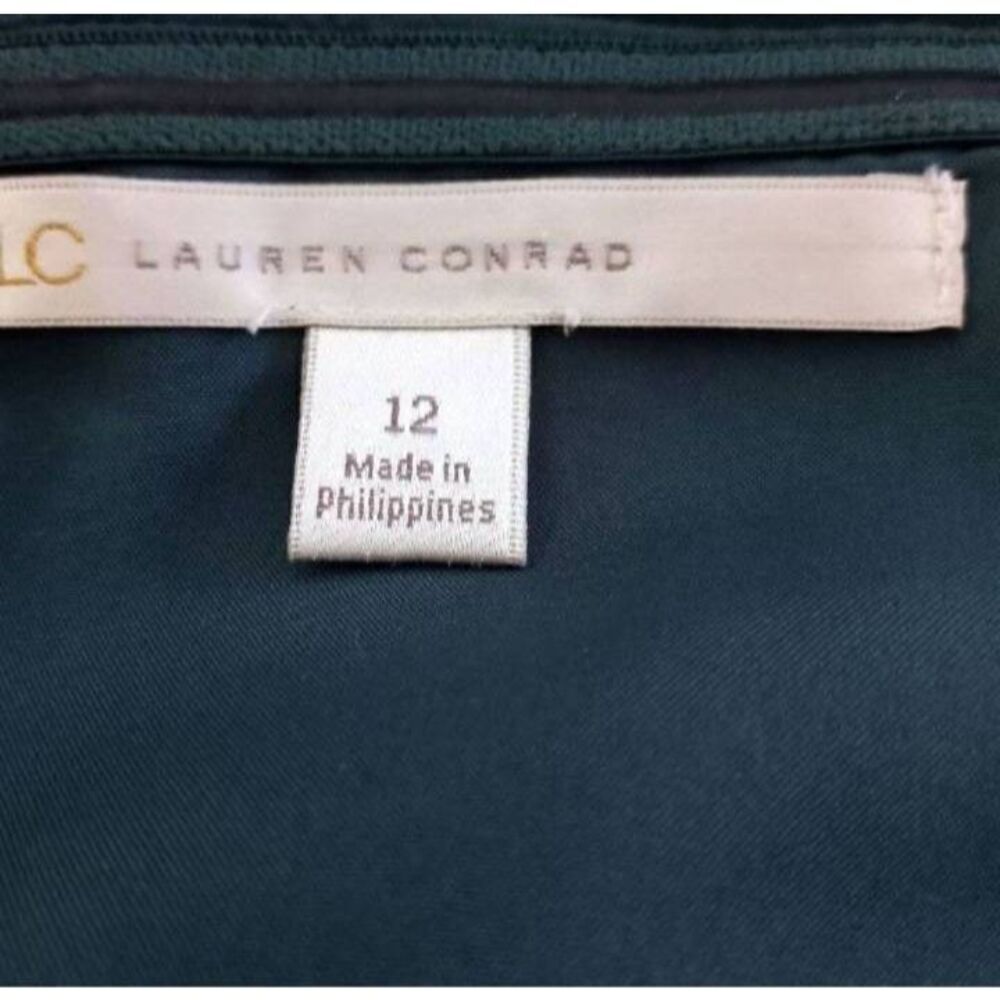 LC LAUREN CONRAD GREEN & BLACK ONE SHOULDER DRESS SZ.12 EUC. - Picture 6 of 8
